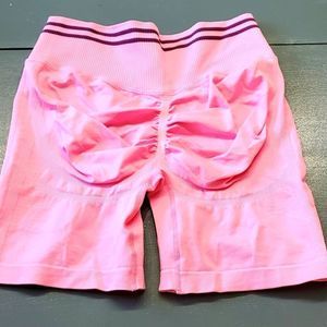 Spandex/nylon  pink shorts. With striped trim. Size XL. NWOT.